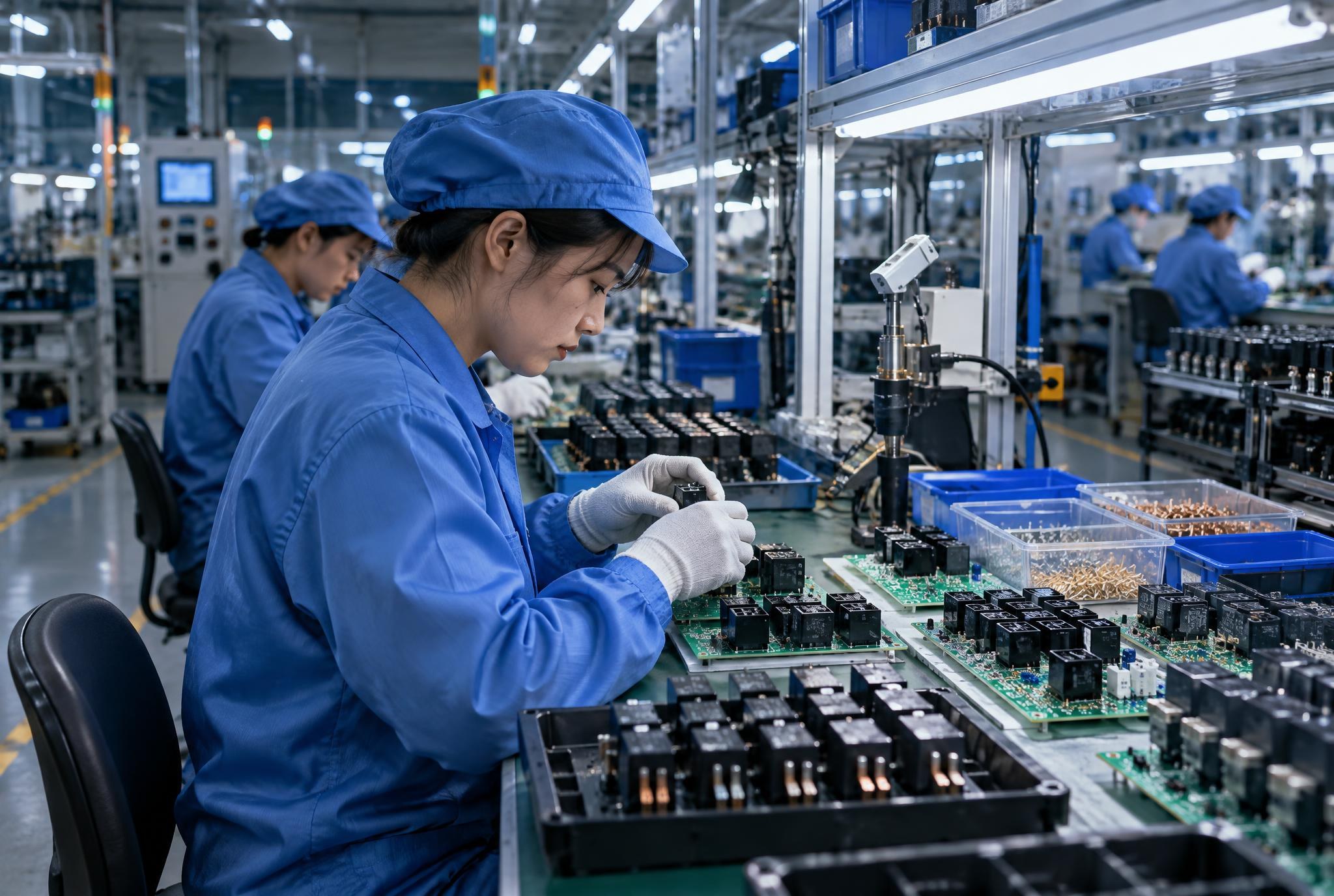 Relay assembly line in a partner factory
